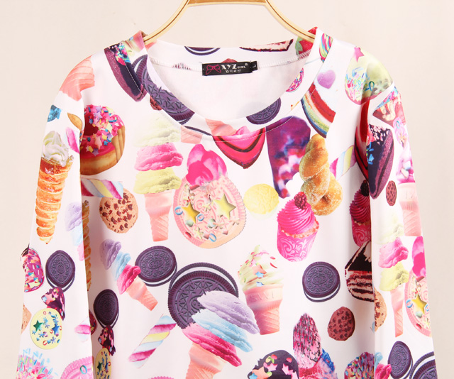 Harajuku Printed Sweater,3d Ice Cream Sweater,long Sleeve,tops For ...