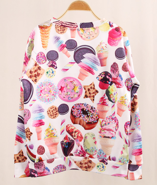 Harajuku Printed Sweater,3d Ice Cream Sweater,long Sleeve,tops For ...