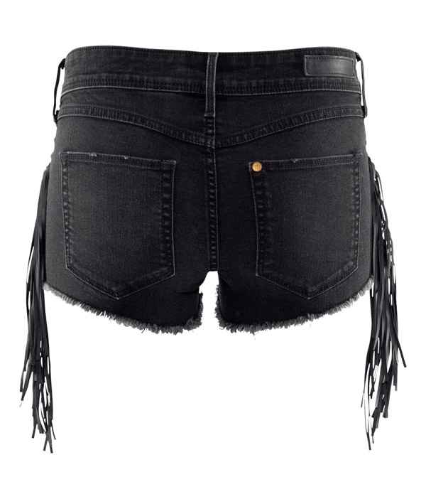 Leather elastic waist shorts